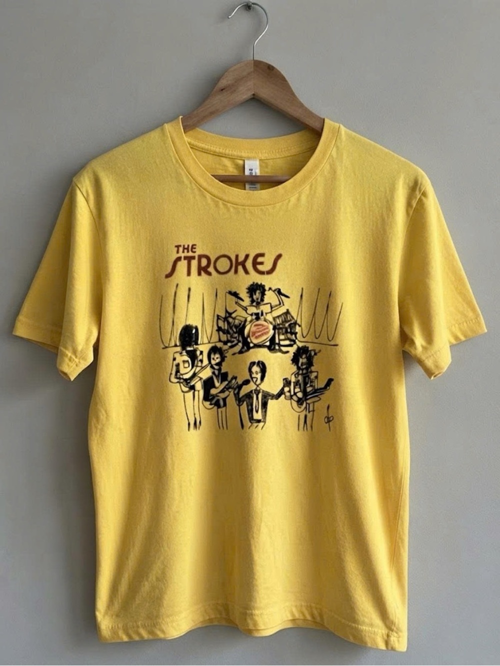 Gildan Yellow The Strokes Band Graphic T-Shirt | Unisex Shirt